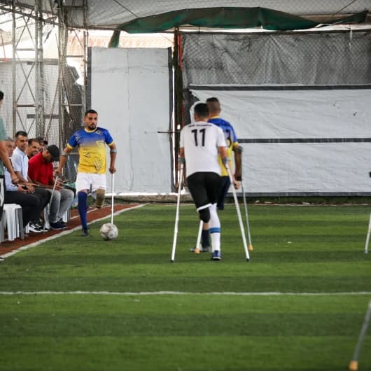 Gazze'de ampute Filistinliler sembolik futbol maçında buluştu