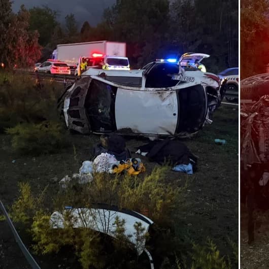 Anadolu Otoyolu'nun Sakarya kesiminde devrilen otomobildeki bir kişi öldü, dört kişi yaralandı